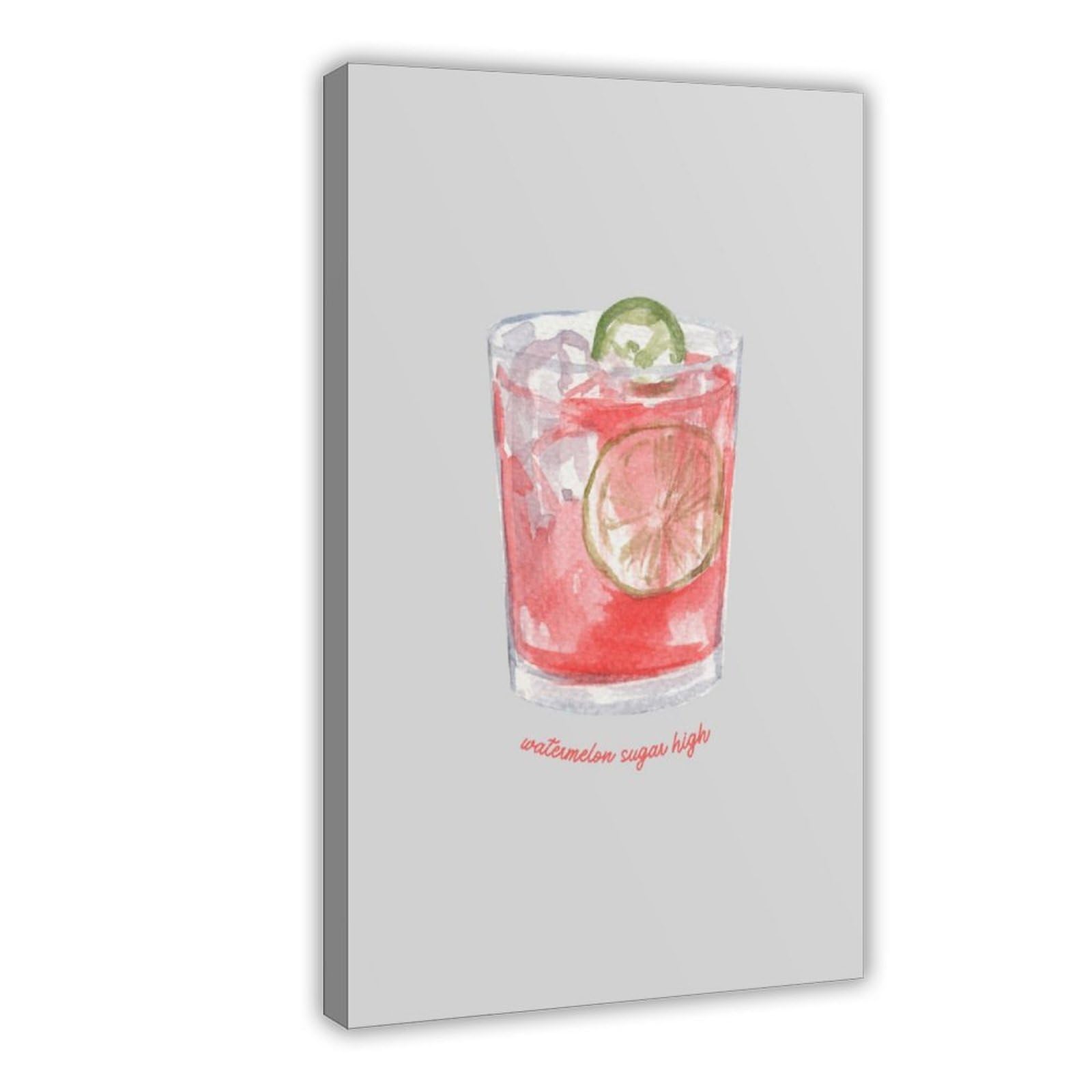 QIOTBVV Watermelon Margarita Cocktail Poster Canvas Poster Bedroom Decor Landscape Office Room Decor Gift 8" L X 12" W