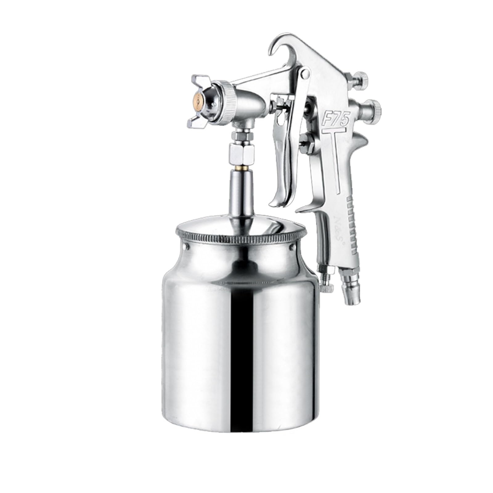 Natryskiwacz Pistolet natryskowy 400 ml, profesjonalny pneumatyczny aerograf, rozpylacz do lakierowania stopów metali z zasobnikiem samochodów(F75 Down)