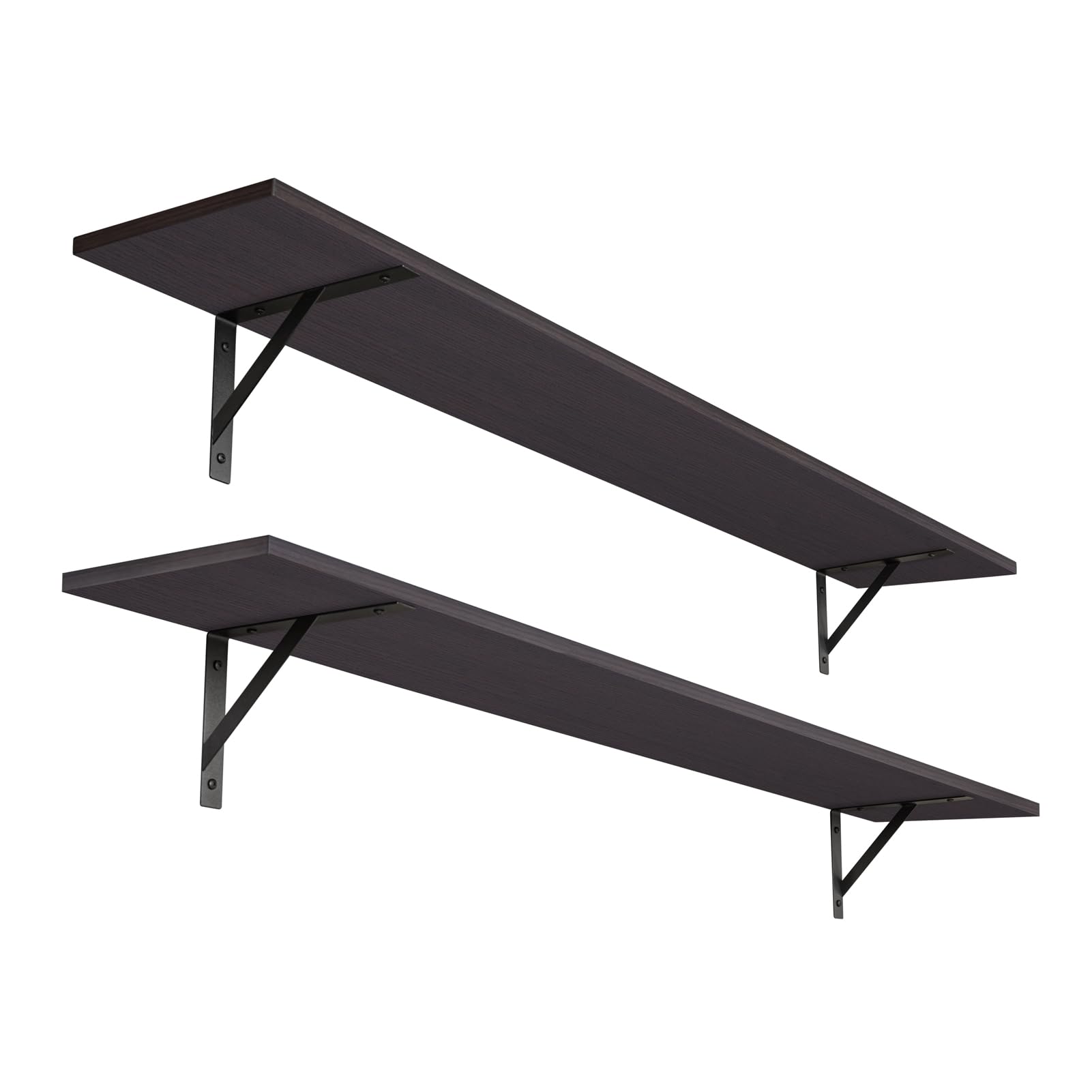 DINZI LVJ Long Wall Shelves, 55.1Inch Wall Mounted Shelves Set of 2, Extra Large Wall Storage Ledges with Sturdy Metal Brackets for Living Room, Bathroom, Bedroom, Kitchen, Espresso