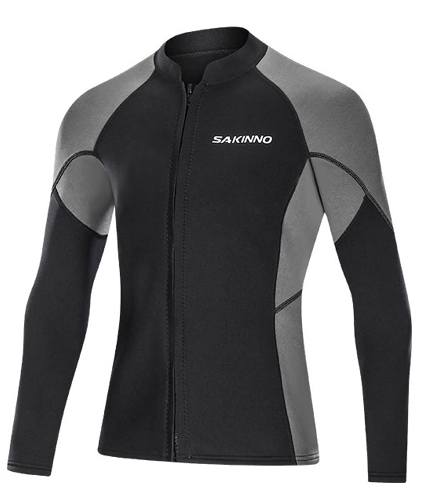 Insun Men's Wetsuit Top 2mm Neoprene Long Sleeve Diving Jacket with Back Zipper for Scuba Snorkeling Swimming Surfing Black Grey L