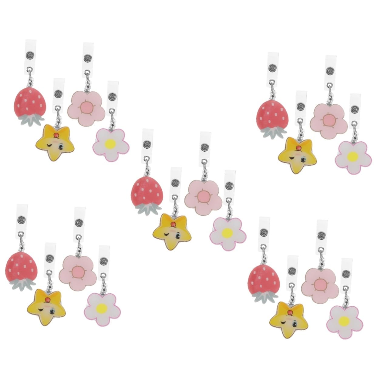 HOMSFOU 5 Set Cordino Per Badge Clip Porta Badge Identificativo Porta Badge Resistente Regolabile Affrettato Etichetta Retrattile Infermiera Addominali 4 Pezzi * 5