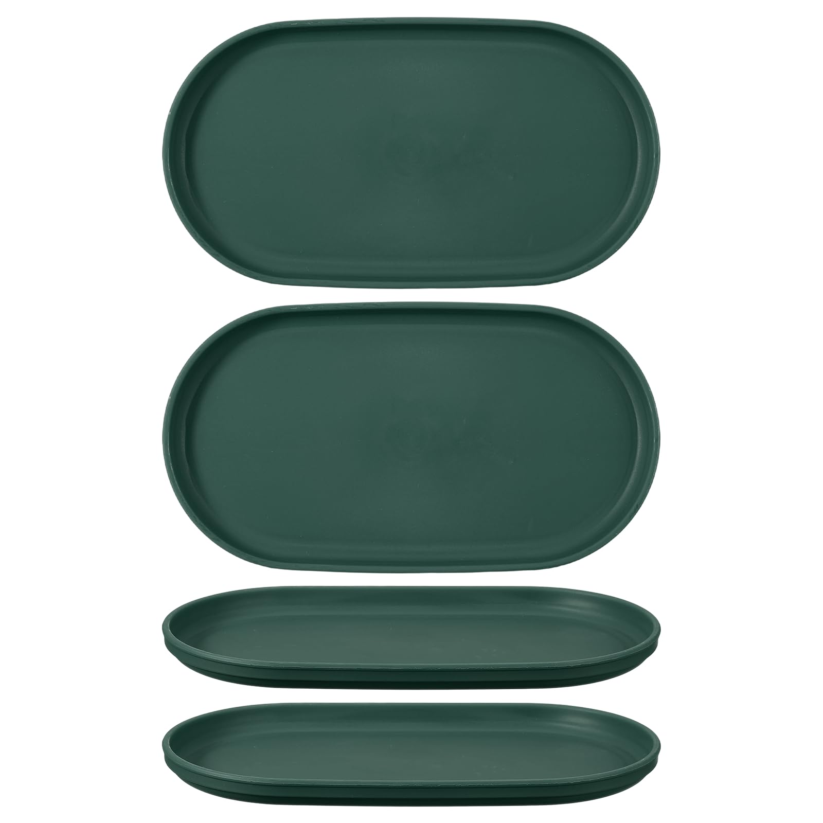 sourcing map 4Pcs Fast Food Serving Trays, 23.8x13cm Oval Reusable Restaurant Serving Trays for Kitchen Restaurant Coffee Fruit Burger Lunch Dessert, Dark Green