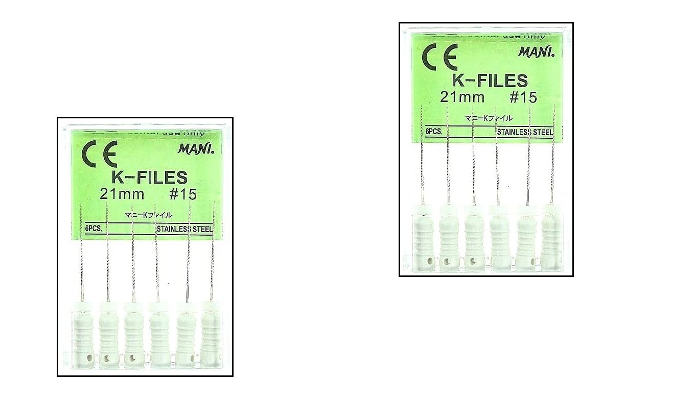 Mani stainless steel K files 21mm size 15 (2 box) dental products dental files