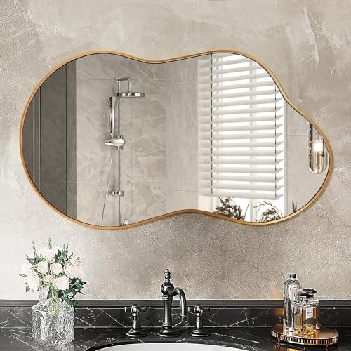 Fahomiss Specchio da Parete Irregolare – Specchio Decorativo in Oro/Argento/Nero con Cornice in Alluminio per Bagno, Camera, Salotto, Cabina Armadio, Ingresso