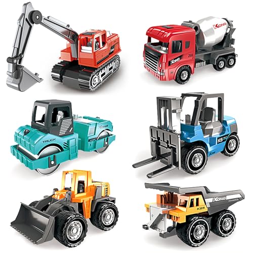 Voiture Jouet en Métal, Véhicules de Construction Camion, Camions de Chantier pour Enfants, Petites Voitures Miniatures, Noël Anniversaire Cadeau pour...