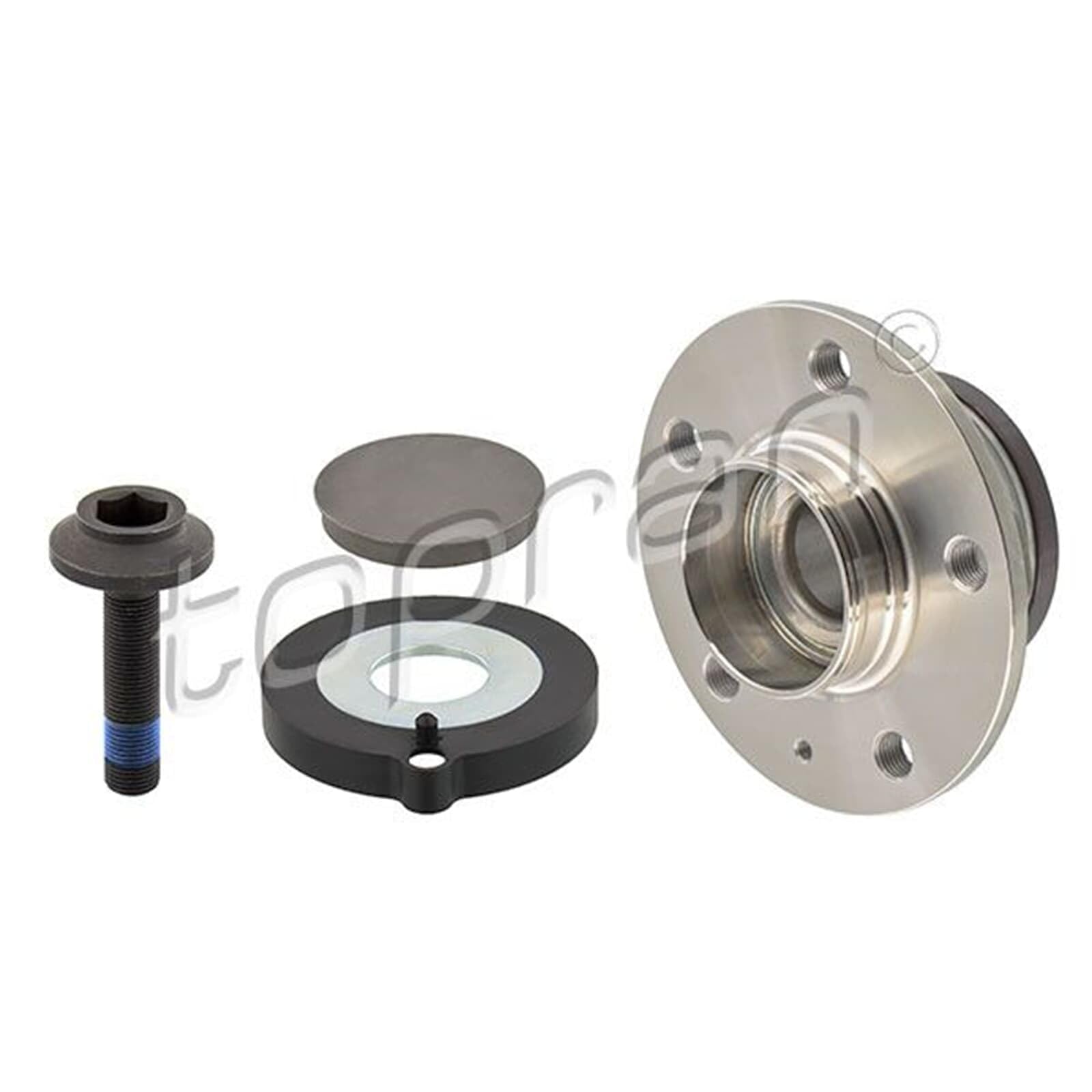 TOPRAN Juego de cojinete de rueda 115 430 Eje trasero, derecha Eje trasero izquierda Diámetro exterior: 142mm con cubierta grasa con tornillo Rodamiento integrado en buje de rueda Compatible con AUDI