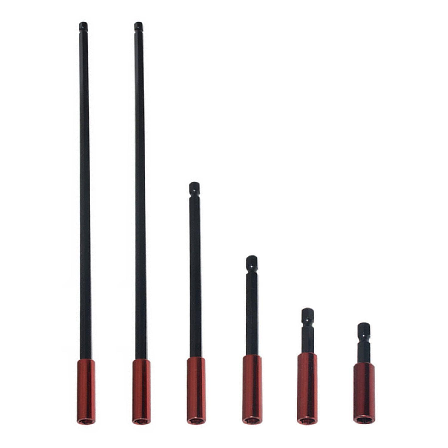 2 Pieces of Extension Bit Holder, 4 Pieces of Hexagonal Shank Steel Magnetic Screwdriver Extension Rod