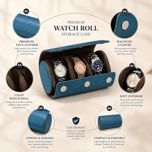 Image of essart Luxury Watch Storage Case - Premium Leather Organizer Box for Exclusive Timepieces, Elegant Display & Protection for Collectors (WR-1013-Croco-Green)