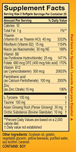 Super Macho Dietary Supplement With High Potency Zinc & 7 B Vitamins, No Preservatives, Sugar Or Caffeine, Made In Usa, 50 Softgels (1 Pack) #TOP1