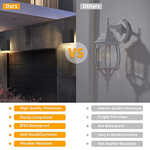 Inowel Wall Light Up And Down Outdoor Led Wall Mount Lamp Black Modern Wall Sconce Lighting Lantern Fixture Aluminum Lights For Porch Front Door Garden Yard Patio Ip54 Waterproof 6W 360Lm 3000K #TOP3