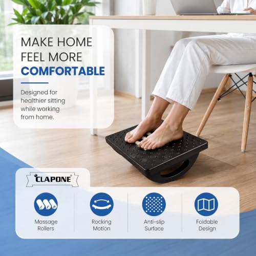 Image of Foot Rest for Office Chair with Acupressure Points & Massage Rollers, Under Desk Footrest for Home, Office, Work Desk, Computer Table & Sofa, Adjustable Foot Stool for Relaxation, (Rounded)
