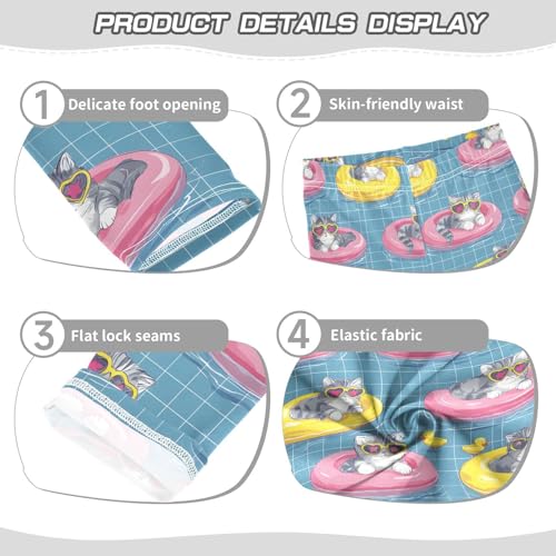 Swimming Cat and Duck Print Girls Leggings Soft Stretch Workout Yoga Dance Pants for Kids Casual Tights3