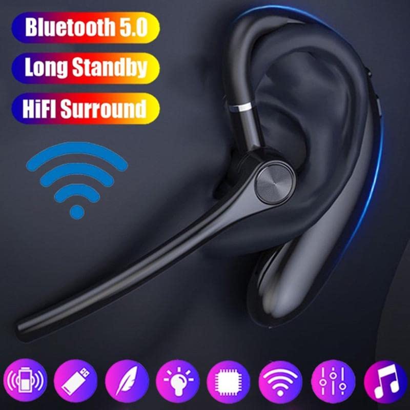 Image of 180 Rotating Single Bluetooth Ear Hook Headset - Business & Sport, Painless with Noise Reduction | Universal Compatibility for All Smartphones