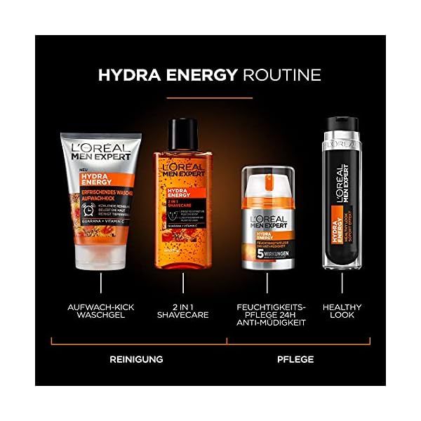 L'Oréal Men Expert Geschenkset für Männer, Mit Waschgel und 24h Feuchtigkeitspflege mit Guarana und Vitamin C, Hydra… – Bild 10