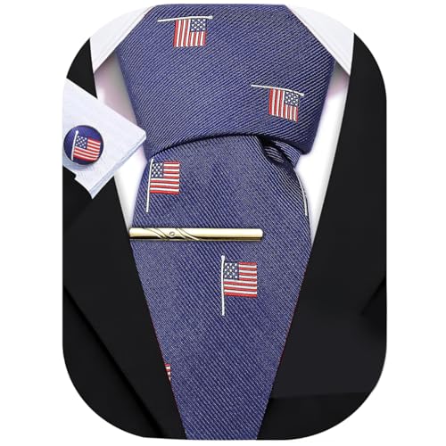 Set de corbata y pañuelo con diseño de bandera de EE.UU. miniatura 2