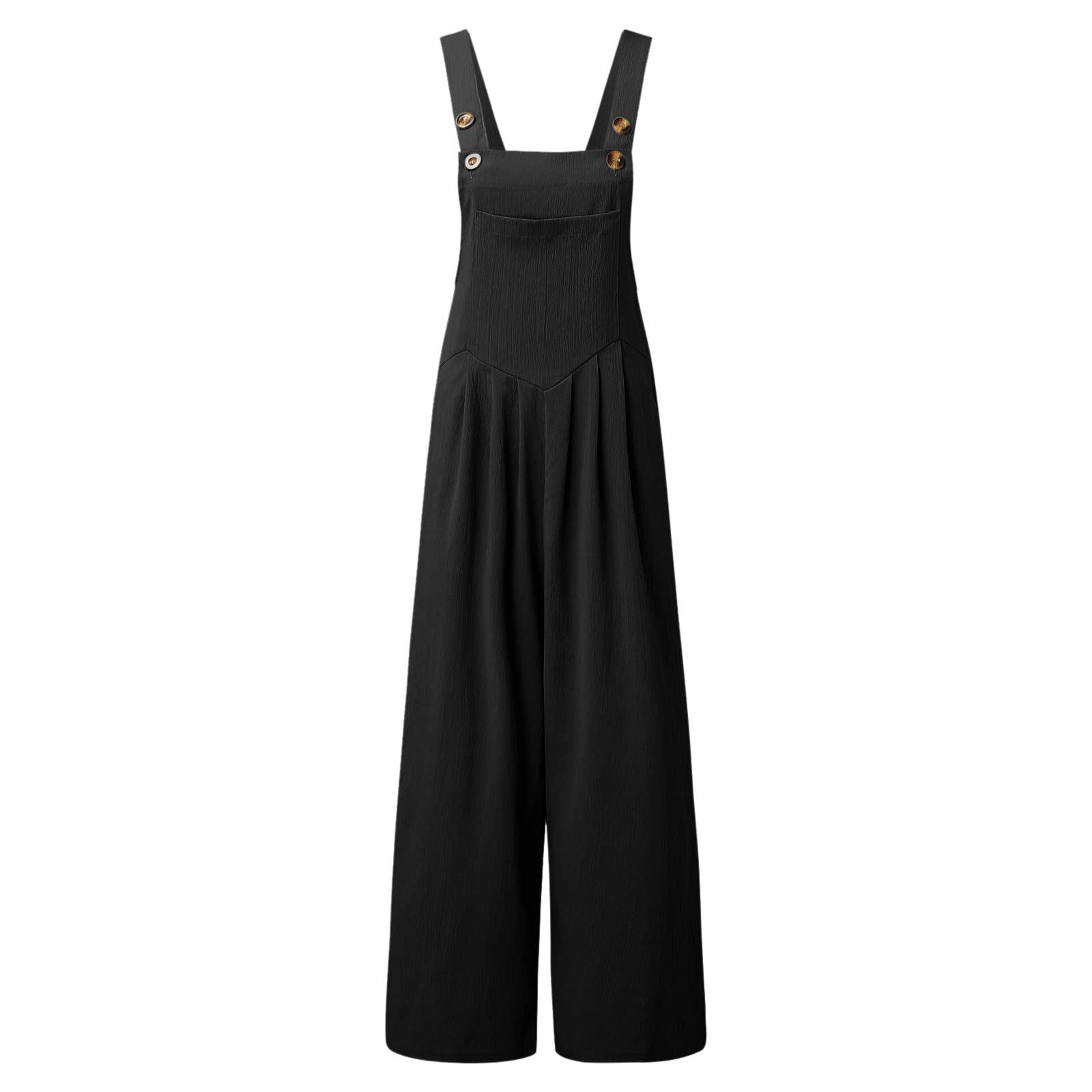 Petos Mujer Talla Grande Verano Largos Elegantes Casual Pocket Romper | Correa Sólido Playsuit Botón Largo Mono de Mujer Pierna Ancha Casual Trabajar Vestir