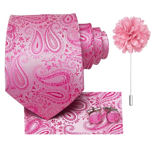 Image of Hi-Tie Men's Silk Ties Formal Woven Classic Necktie Pocket Square Cufflinks Lapel Pin Set Wedding Business