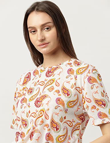 Image of Marks & Spencer Womens Printed Polyester Round Neck Relaxed Fit T Shirt