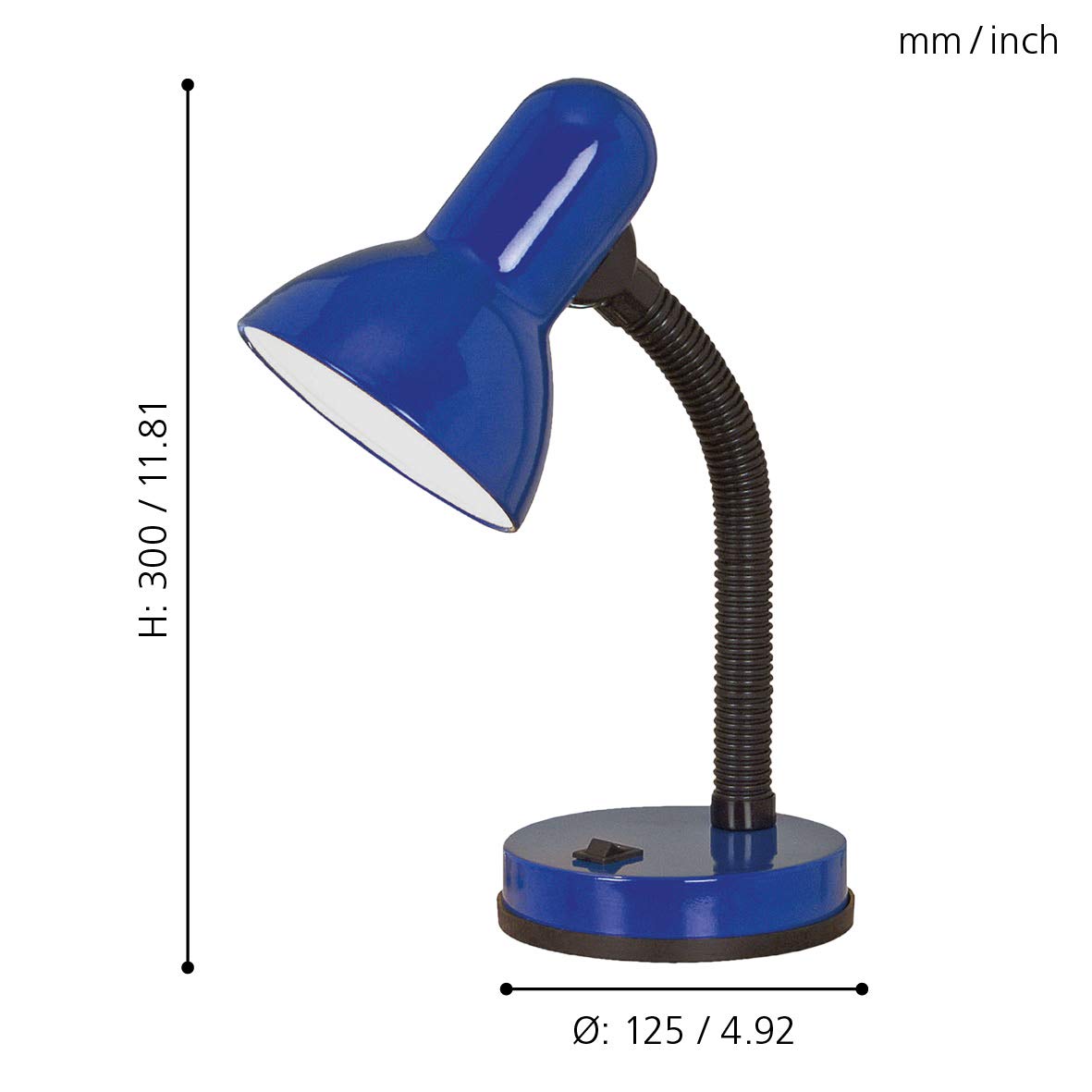 Eglo Lámpara Flexo Mesa Basic, E27, 40 watts, Azul, 3 x 3 x 15 cm