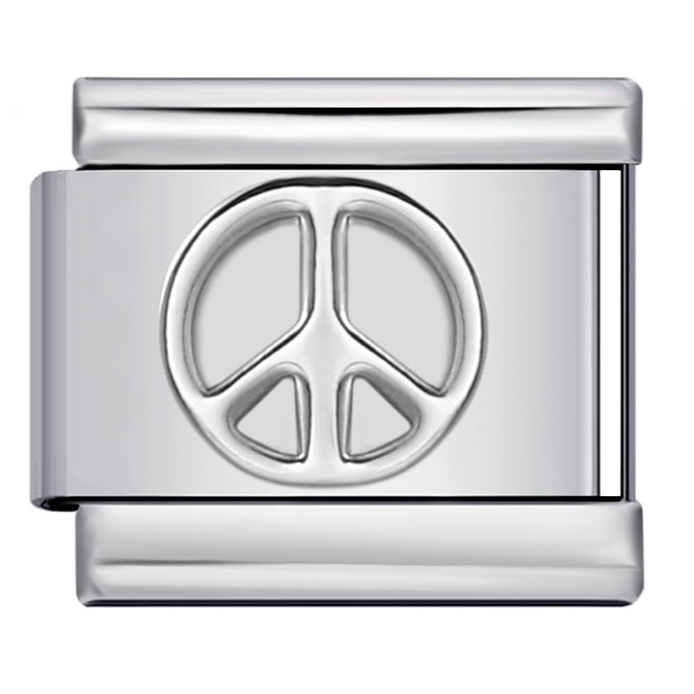 Abalorio de plata de 9 mm Peace & Love de acero inoxidable para regalar en pulseras modulares 2