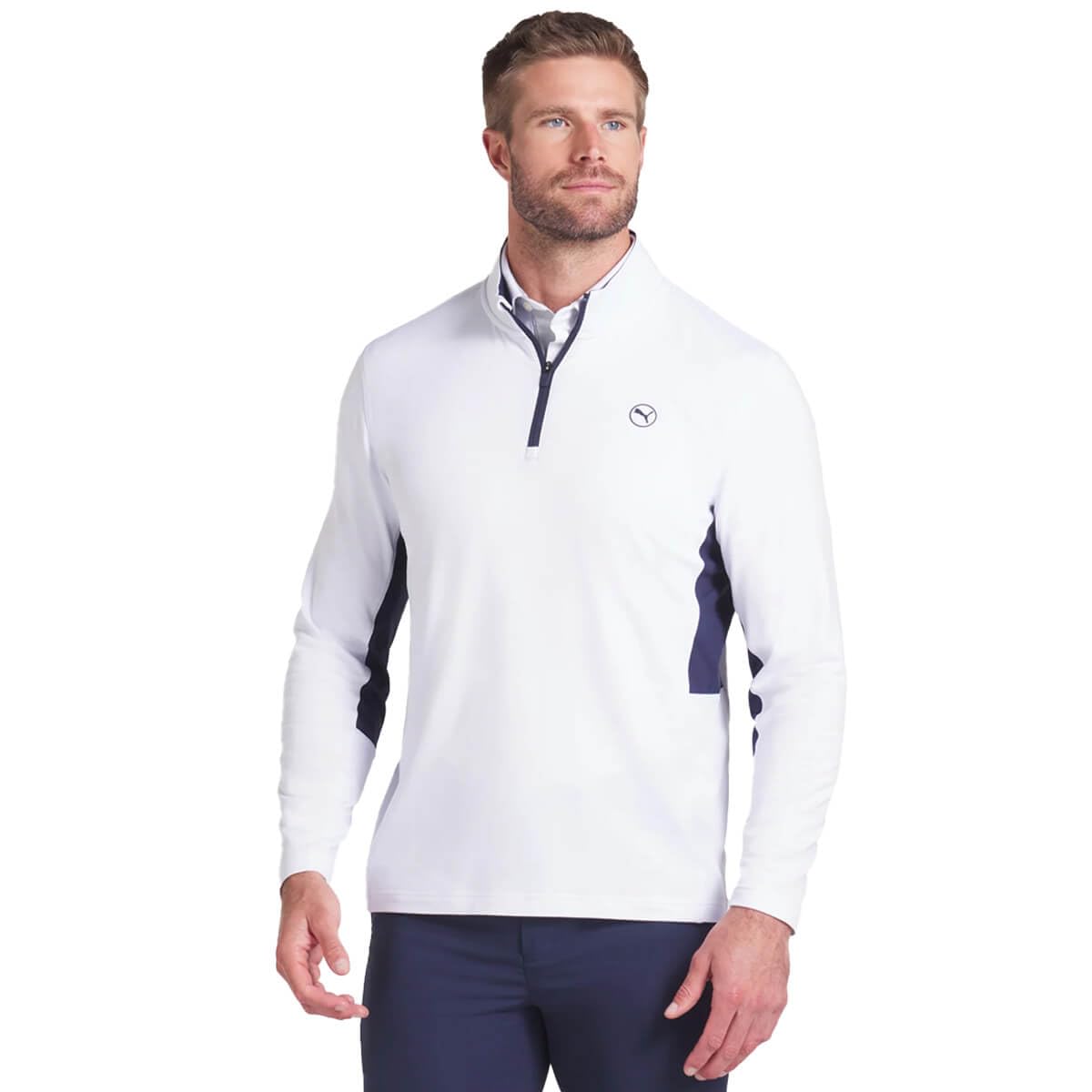 Puma Golf Mens Pure 2.0 Quarter Zip Golf Sweater - White Glow - L