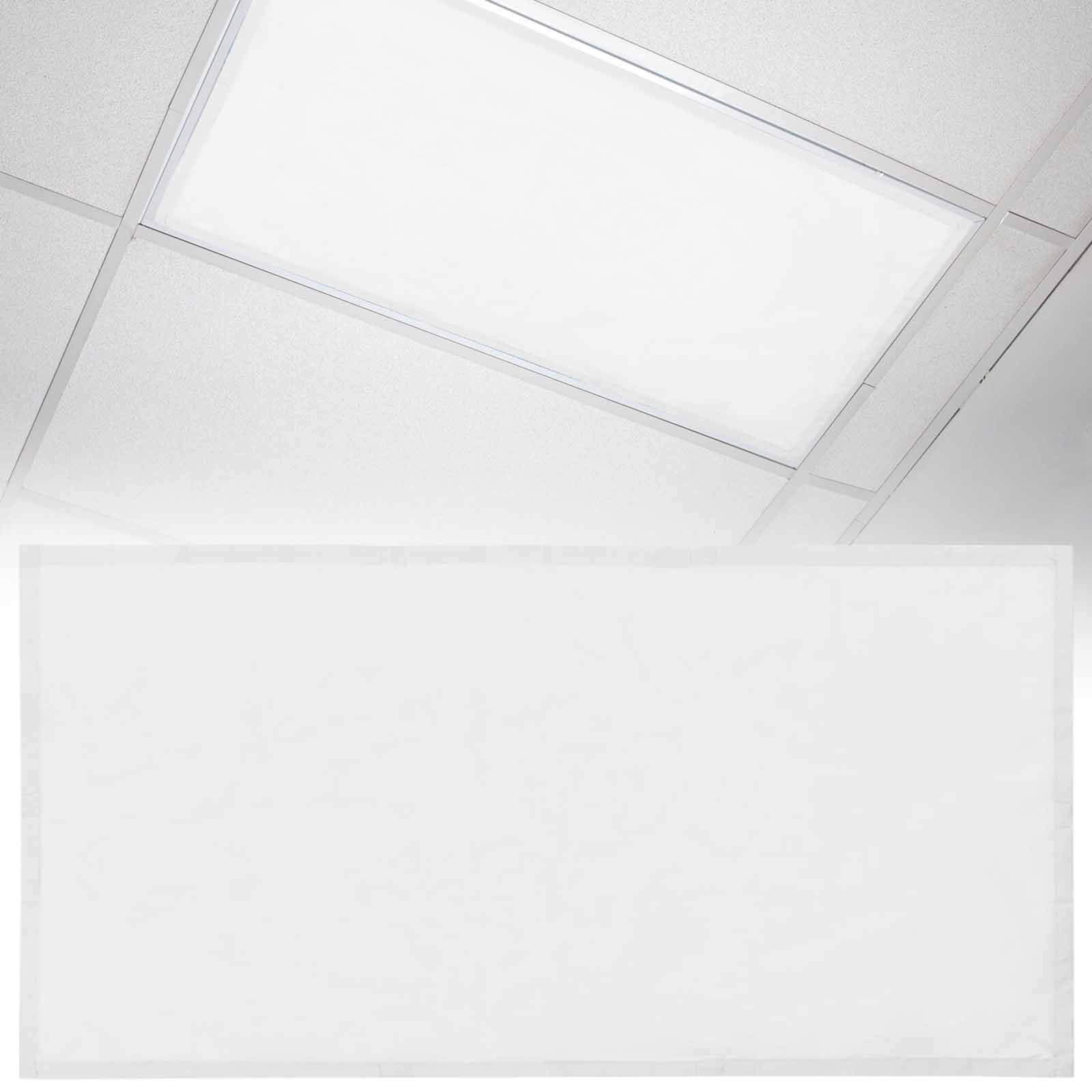 Photo 1 of 1 Pack Fluorescent Light Cover 4x2 Feet, White Lights Filters Drop Fluorescent Lights Shade Panel, Modern Simple White Backdrop Magnetic Ceiling Classroom Light Cover for Office
