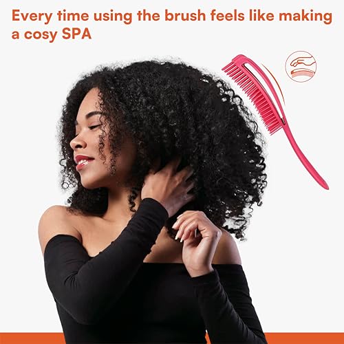 Image of Premium TPEE Material Hair Detangler Comb for Wet & Dry Hairs | Flexible Soft Tip Scalp-Friendly Detangling Brush with Anti-Slip Ergonomic Handle