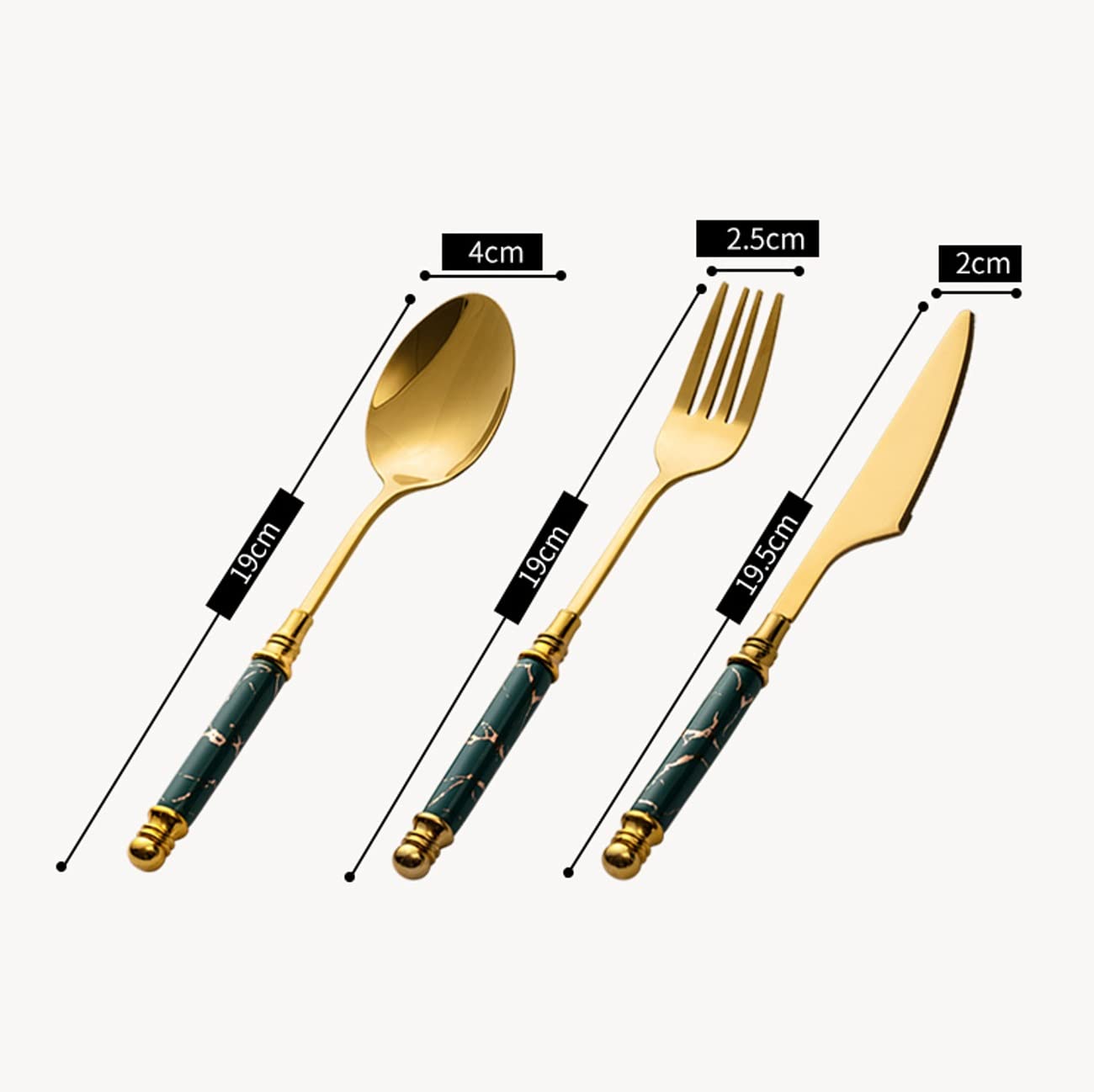 Ce Set de Couverts 3 pièces, en Acier Inoxydable de qualité supérieure avec Manche en céramique, Comprend Couteaux, fourchettes et cuillères. Idéal pour Les Repas de fêtes et Les réceptions.