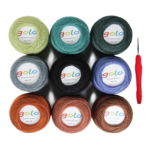 Image of golo Crochet Thread Size 30 Embroidery Thread 10gx9 Crochet Yarn for Hand Knitting 30-9-02