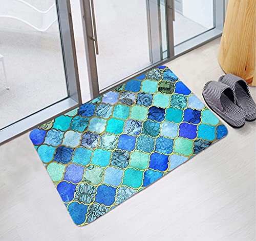 WODEJIA Bath Rugs Sponge Foam Soft for Bathroom and Kitchen,Flannel Mat Non Slip Bright 3D Printed for Bedside and Living Room,Clearance MatS Absorbent Moisture Dust Forlaundry Room(Blue Morrog - Image 3