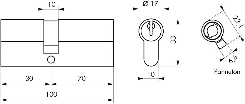 Thirard Cylinder 30 x 70 mm with 3 Keys
