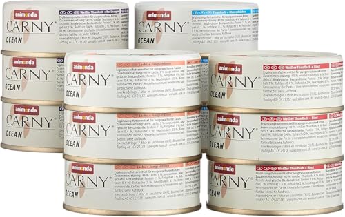 animonda Carny Adult Ocean Meeresvielfalt Nr. 1 (12 x 80 g), Katzennassfutter für ausgewachsene Katzen, Nassfutter mit zartem Fischfilet, Katzenfutter ohne Getreide und Zucker