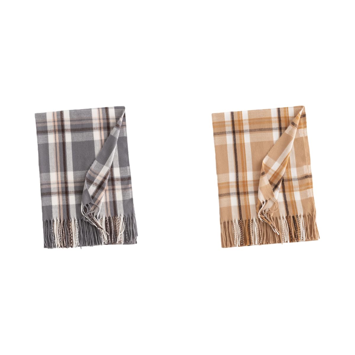 Scarf 2 Piezas De Bufanda A Cuadros Suaves Con Flecos Largos Y Engrosados Cálidos Para Hombres Y Mujeres En Otoño E Invierno