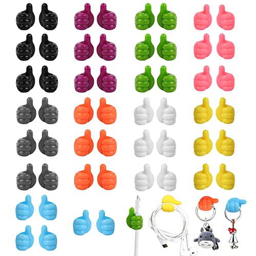 Silikon Daumen Haken - 54 Stück Multifunktionaler Selbstklebende Haken, Kreativer Handgestenhaken Ohne Bohren,Bunte Daumen Wandhaken Kabelhalter Key Haken Wandaufhänger für Haus Büro Bad Wand Lagerung Cover