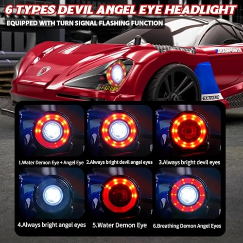 Image of Samtop 1 /16 Fast RC Cars for Adults, RC Drift Car, 38KM /H High-Speed 4WD, Full Proportional Control, 6 LED Light Modes, 1 Rechargeable Batteries, RTR Drifting for Adults