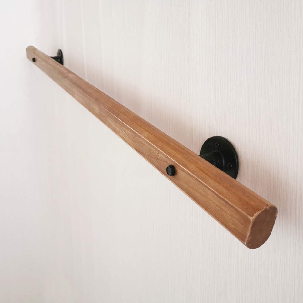 Geidro Trapleuning wandtrap leuning, massief hout antislip rustieke trapleuningen leuning leuning tegen de muur indoor loft ouderen leuningen veiligheid leuningen gang ondersteuning staaf (maat: 150cm
