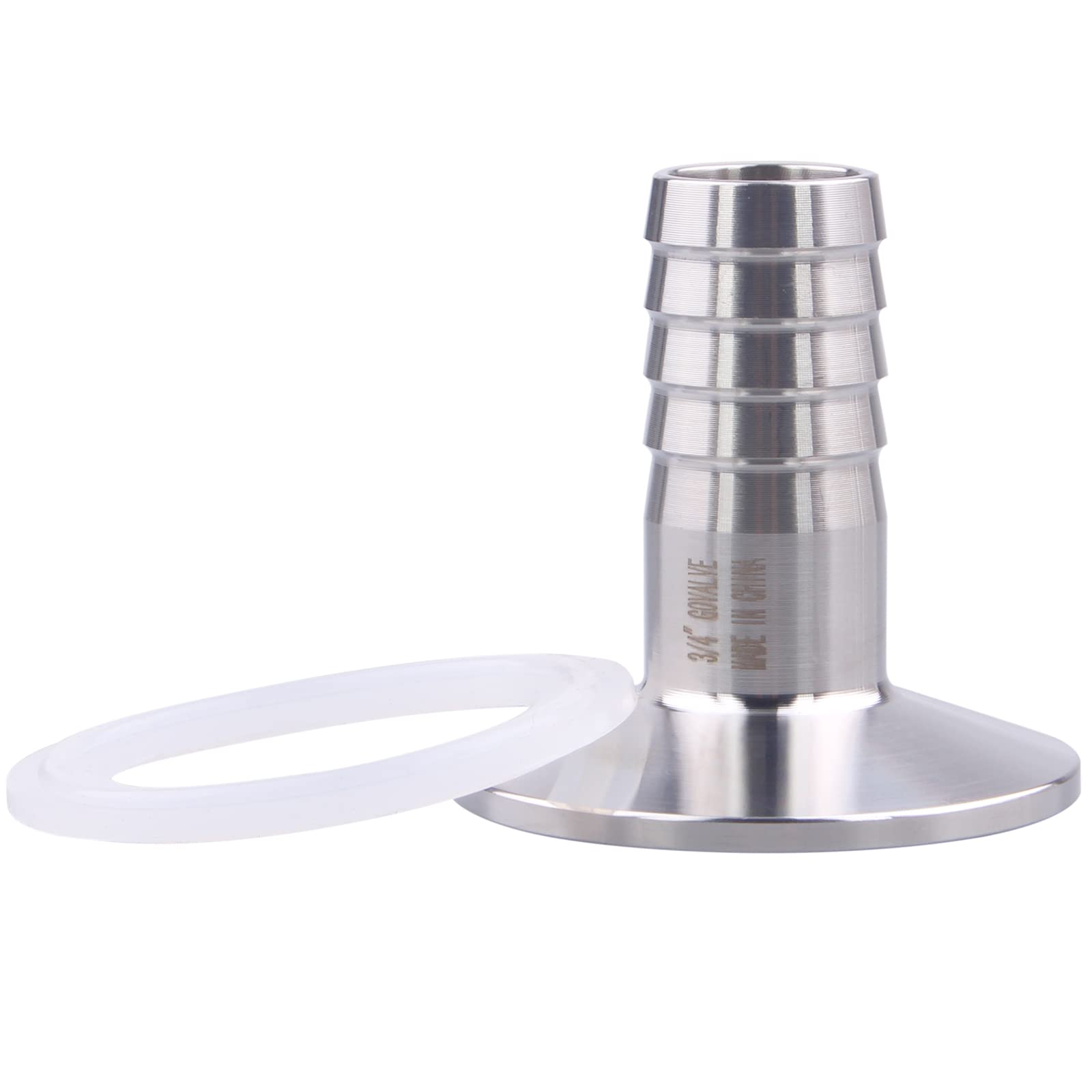 GOVALVE1.5” Tri Clamp to 3/4” Hose Barbed Fitting with Silicone Gasket Stainless Steel 304 Sanitary Barb Adapter for Home Brew (Ferrule OD 50.5mm)