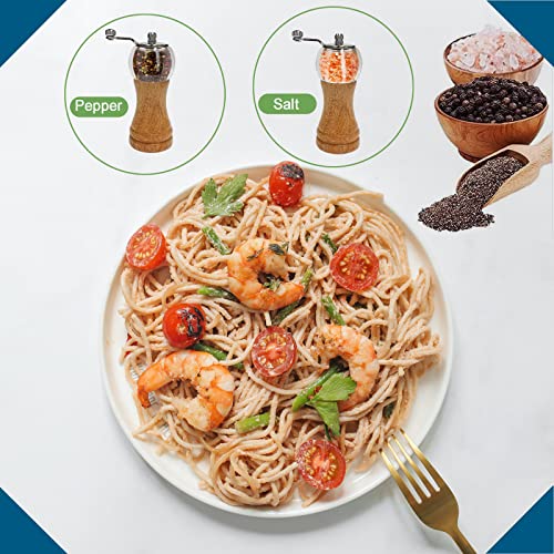Salt and Pepper Grinder Set, 2pcs-6in Classic Hand Shake Pepper Mill or Salt Grinder, Healthy EP Materials Acrylic and Wood - Image 2