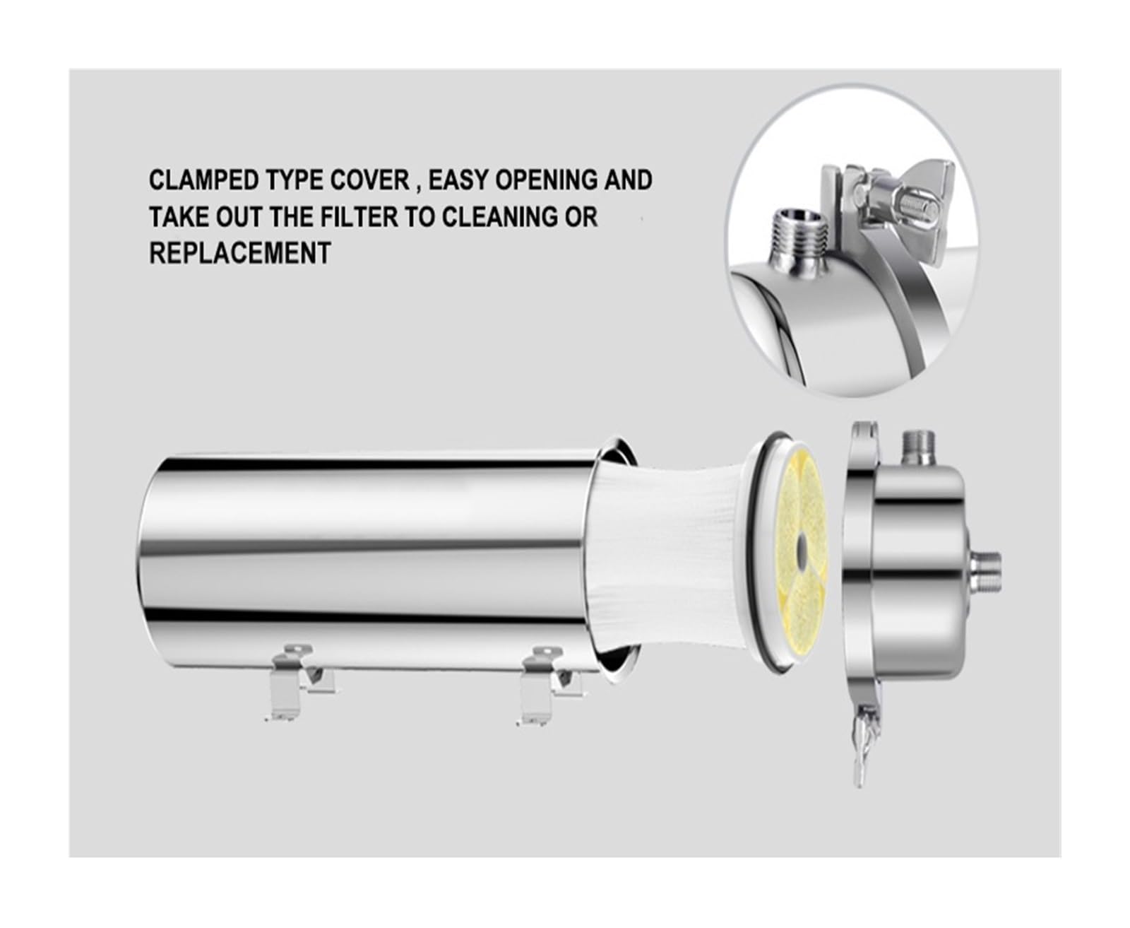 Filtro Acqua, 1000L/h 0.01um PVDF Ultrafiltrazione Depuratore d'acqua/Filtro acqua di rubinetto/Depuratore acqua potabile SUS304 (diametro 102mm),Depuratore Acqua Osmosi Inversa