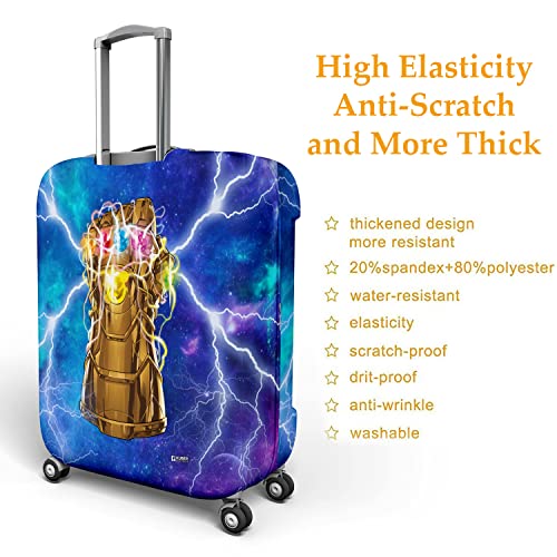 Image of Kuber Industries Marvel The Infinity Gauntlet Luggage Cover | Polyester Travel Suitcase Cover | Washable and Stretchable Suitcase Protector | 18-22 Inch | Small | Sky Blue