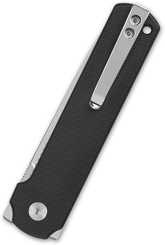 Miniatura 5 de QSP Lark - Cuchillo de bolsillo plegable, 3.15 pulgadas, Sandvik 14C28N, cuchillo EDC de hoja satinada, mango G10 negro, bloqueo de revestimiento,