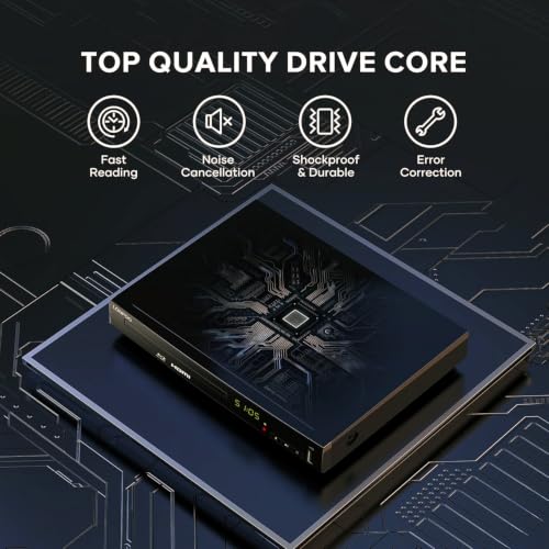 Image of HD Blu-Ray Disc Player for TV with HDMI & AV Cables, Upscaling TV CD DVD Player 1080P, Built-in PAL NTSC, HDMI AV Coaxial Output USB Input