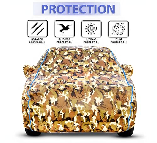 Image of Kerwa Car Cover Waterproof All-Weather Resistant Car Cover Compatible with Audi Q3 UV Protection Scratch Proof Soft Cotton Inner Layer Triple Stitched Elastic Bottom with Mirror Pockets (Army)
