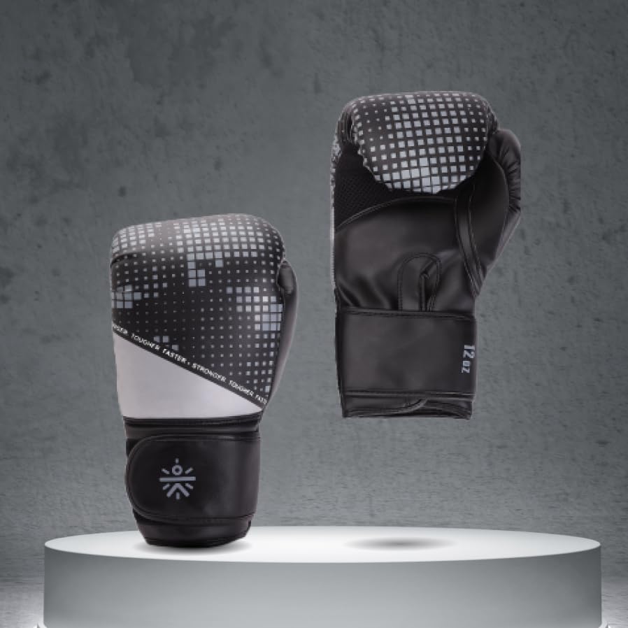 Image of Cult Premium Leather Boxing Gloves for Men & Women - 8 Oz High-Density PU Padding, Wrist Support & Antimicrobial Lining - Ideal for Boxing, Kickboxing, Muay Thai & MMA - Grey