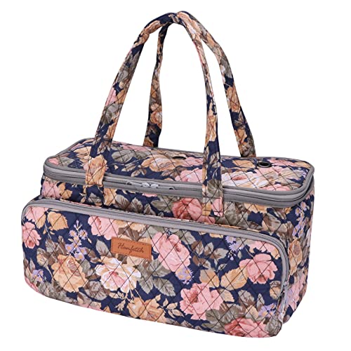 Hanfetch Yarn Bag-Large Size-Yarn Storage Organizer with Grommets-Portable Crochet Bag for Yarn Skeins-Crochet Hooks-Knitting Needles -Other Accessories (Peony)