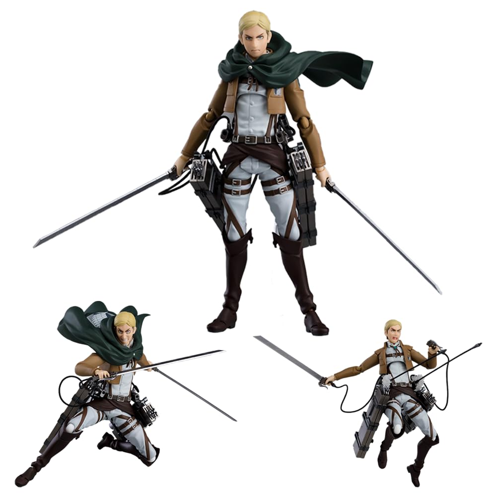 Erwin Smith - Figura de acción de anime Levi figura de acción de articulaciones móviles, modelo de batalla con accesorios, decoración coleccionable, 15 cm
