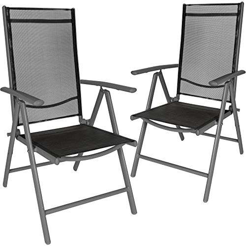 TecTake Ensemble de 2 Chaises de Jardin en Aluminium, Pliable, Anthracite
