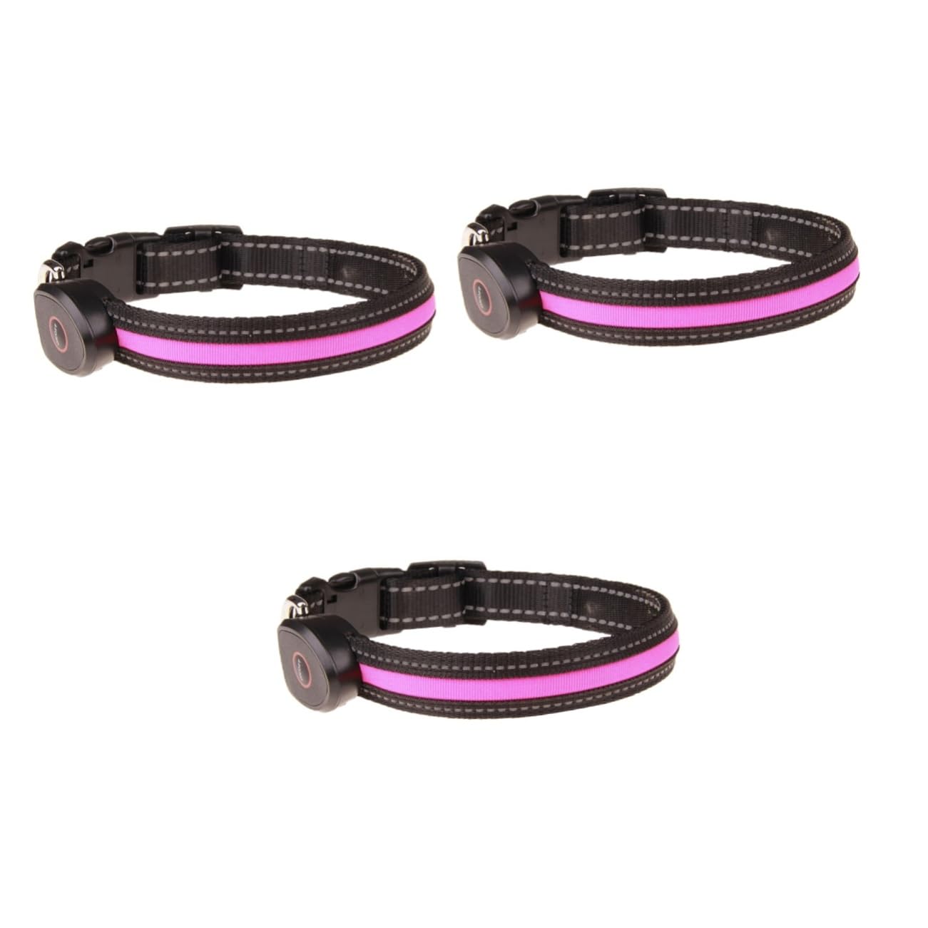 POPETPOP Collier Lumineux LED Rechargeable pour Chien 3 Pièces Clignotant Nocturne Circulaire Taille L