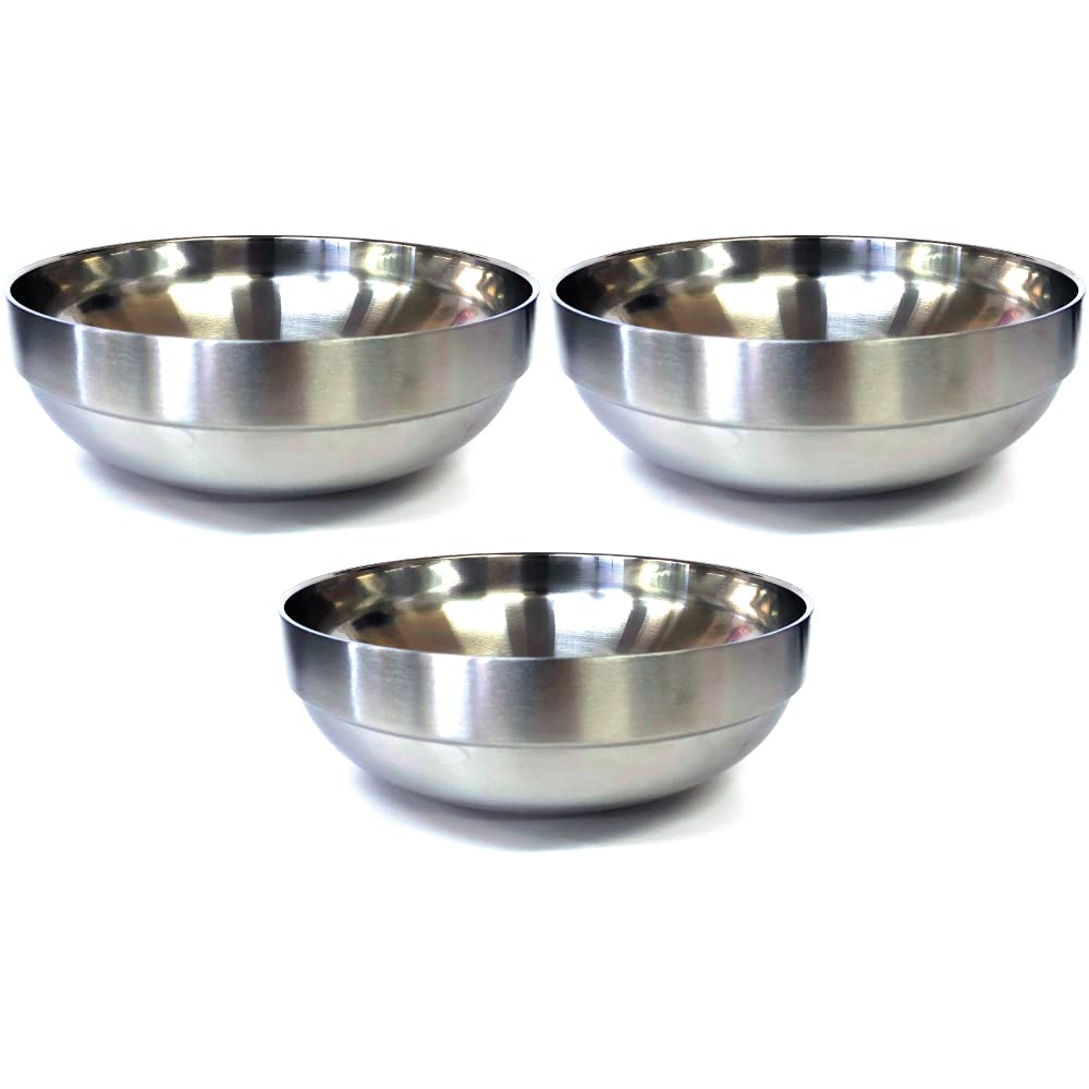 Amazon.co.jp: 二重 麺鉢 冷麺器 3個セット 19.5×7cm つや消し サテン
