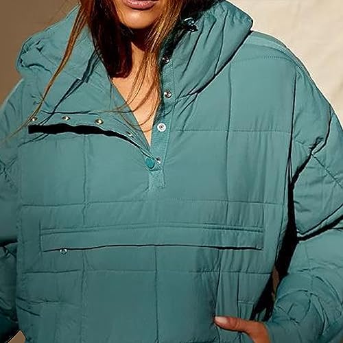 Basysin Pullover Puffer Bomber Jacket Quilted Jackets for Women Lightweight Long Sleeve Button Down Warm Coat with Pockets4